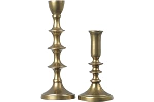 Creative Co-Op Decorative Metal Taper Holders, Gold, Set of 2