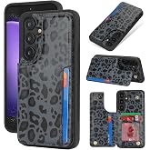 iCoverCase Compatible with Samsung Galaxy S23 FE Case with Card Holder, S23 FE Wallet Case for Women Men [RFID Blocking] PU Leather Protective Phone Case for S23 FE (Black Leopard)