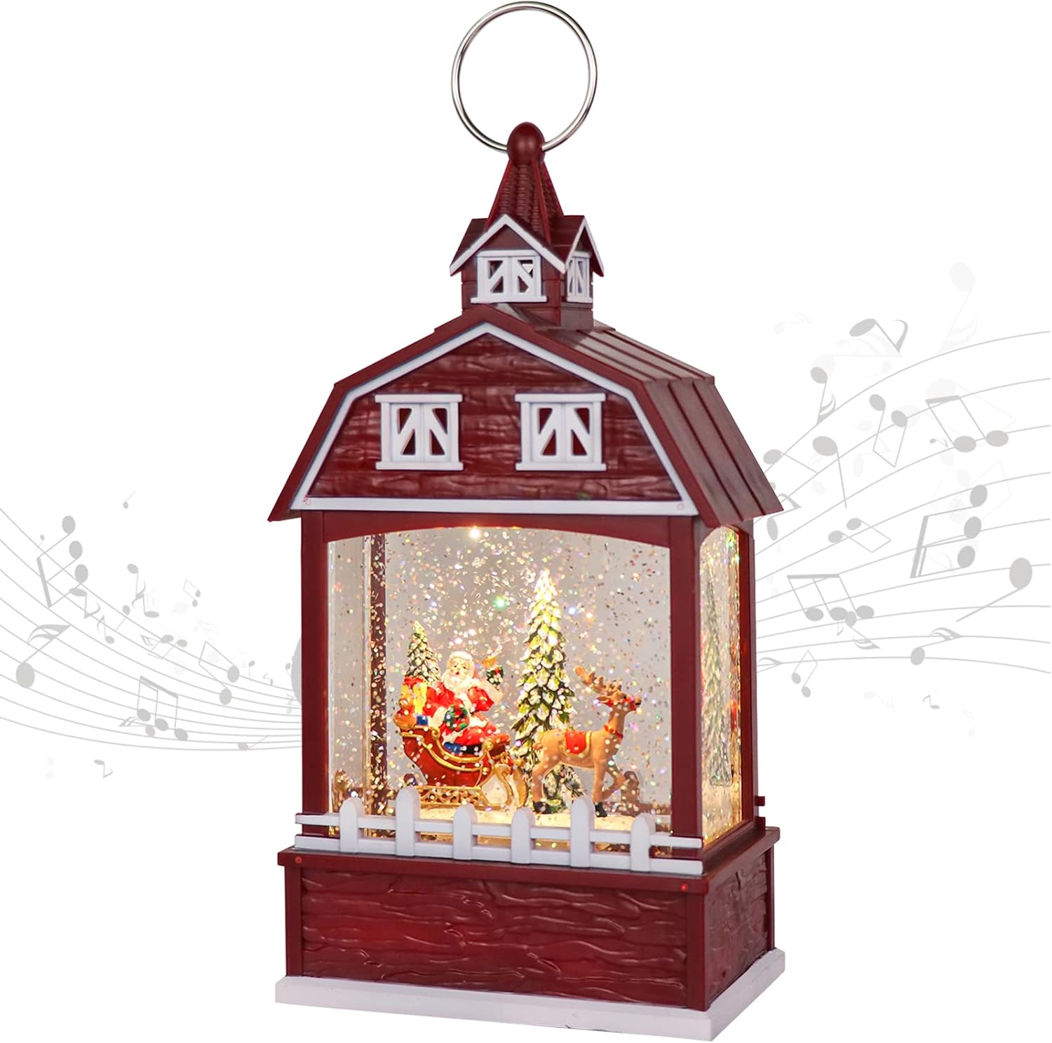 Snow Globes - Eldnacele Musical Snow Globe Lantern with Timer, Lighted USB/Battery Operated Swirling Singing Water Glittering Lantern, Snow Globes Lantern for Adults and Kids Christmas Decoration- Santa