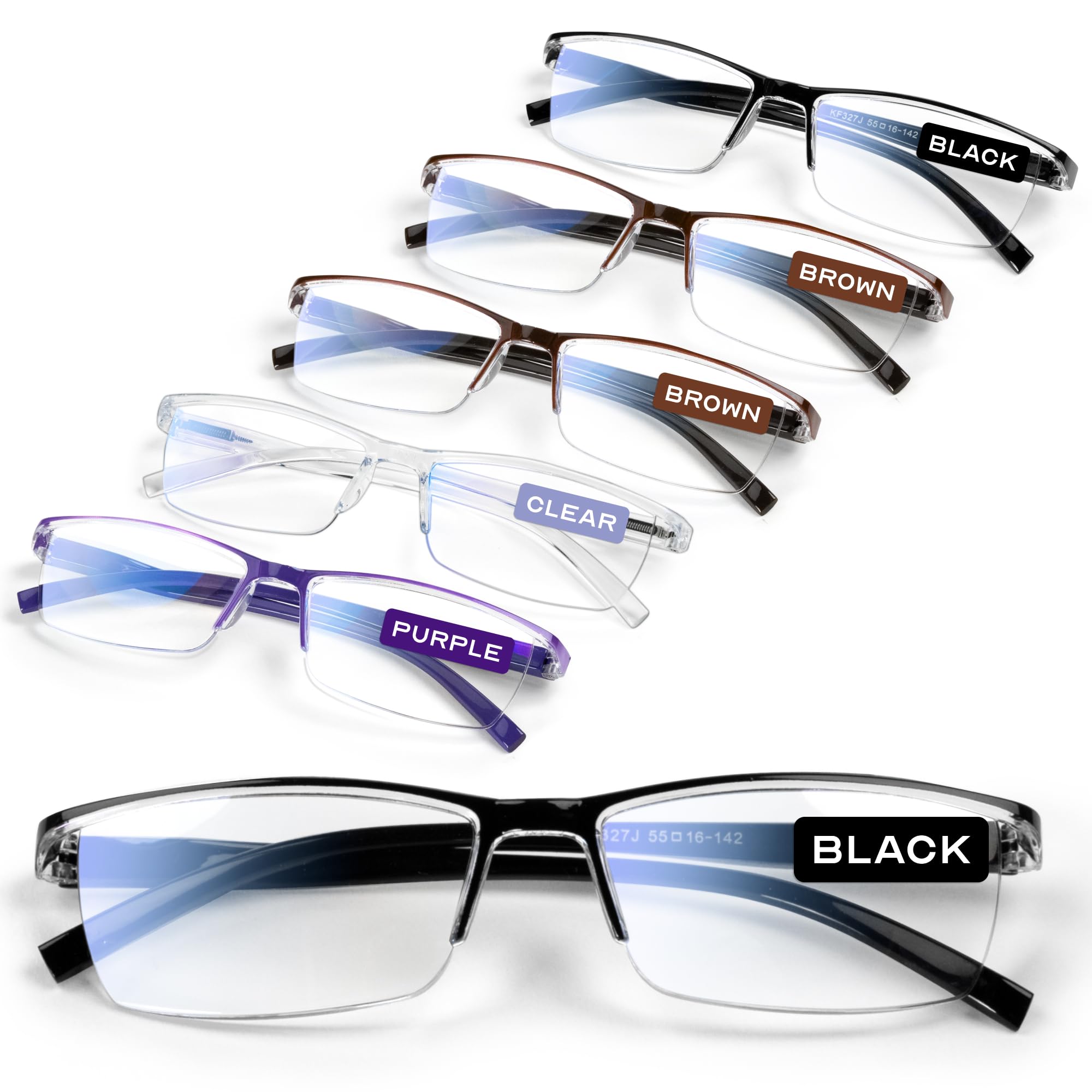 Photo 1 of 6 pack Executive Style Reading Glasses Men - Durable Readers with 99% Blue Light Blocking - Comfortable Fit with TR90 Frames