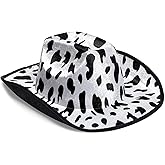 Zodaca Cow Print Cowboy Hat - Adult Size 14.25 x 11.5 x 5 in Black & White Felt - Adjustable Chin Strap - Unisex Western Accessory - Cowboy Hats for Women & Men