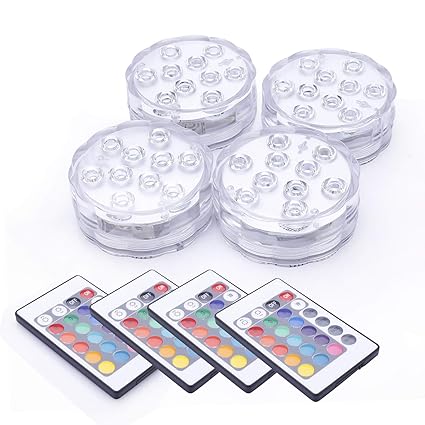 MAVIE Unterwasser Licht mit Fernbedienung, RGB Multi Farbwechsel Wasserdichte LED Leuchten Teichbeleuchtung für Vase Base, De