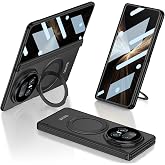 Compatible with Honor Magic V5 Case Front Screen Protector,Hinge Protection All-Inclusive Cover Rugged Shockproof Protective Cover,Magnetic Slim Phone Case, 360&deg; Rotatable Ring Stand (Black)