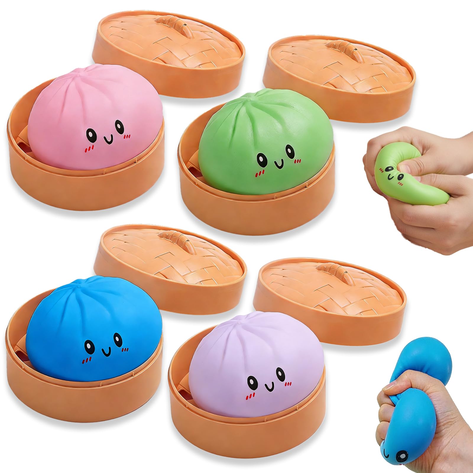 Squishy Dumpling,Glitter Dumpling, Colorful Dumplings，Soft Squeeze Decompression Dough forAnxiety Relief (4pcs)