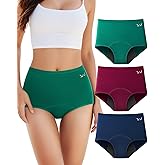 TANSTC Period Underwear for Women Heavy Flow Leakproof Panties Soft Fit Teens High Waisted Menstrual Panties-3 Pack