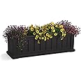 Mayne Cape Cod 3ft Window Box - Black - 36in L x 11in W x 10.8in H - with 6.5 Gallon Built-in Water Reservoir (4840-B)