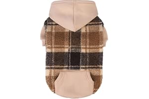 PUPTECK Dog Hoodie Puppy Sweatshirt Warm Dog Sweater Winter Clothes Cold Weather Coats for Small Medium Large Dogs, Brown, M