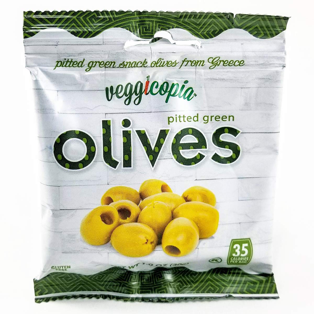 Veggicopia Olives Tasty Green Pitted Olives Keto 105 Ounce Snack Bags Pack Of 16 - 