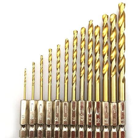 Generic LHX Hardware 13pcs/lot Hex Shank Drill Twist Drill Electric Screwdriver 1.5-6.5mm Titanium-faced Power Tools Accessories DIY