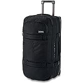 Dakine Split Roller 85L - Black, One Size | 85L 2-wheel luggage, split-level organization, Split-Wing collapsible brace, lockable YKK zippers, urethane wheels, recycled
