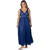 SHADOWLINE Women's Long Flowy Figure Flattering Cap Sleeve Nightgown– Silky Floral Soft Lace Lingerie Elegant Sleepwear