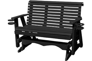 ECOMMERSIFY INC 5FT Glider Amish Handmade in USA Poly Lumber wood Lancaster series RollBack Porch Glider with Cupholders HeavyDuty Everlasting PolyTuf HDPE No wood fibers and 1000 lbs Limit,Stainless Steel hardware