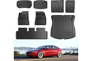 TSLAUCAY 2024 Model 3 Floor Mat for Tesla Model 3 Highland with Seat Back Mat 8PCS Full Set Floor Mats with Front Rear Cargo Liner for Model 3 Highland TPE Anti-Slip Waterproof Cargo Mat-2024 Model 3