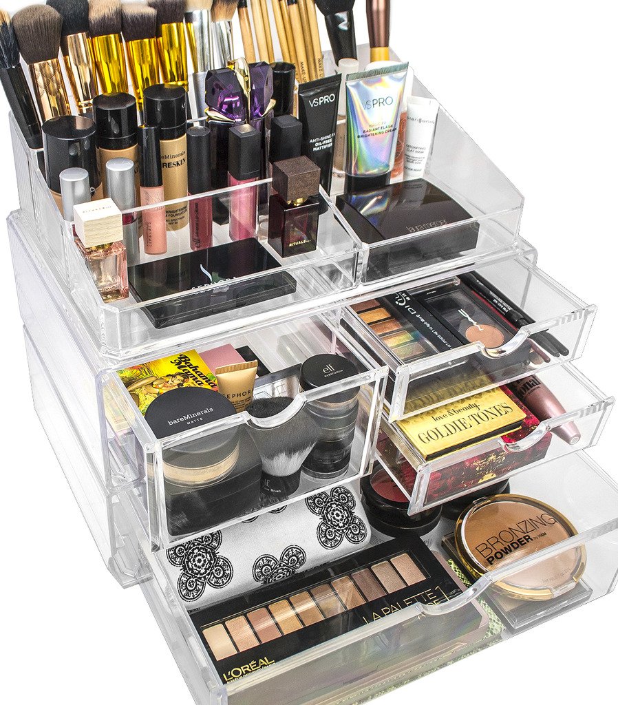 Sorbus Makeup Case Acrylic Cosmetic Jewelry Storage Display Set X