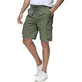 YuKaiChen Men's Cargo Shorts Relaxed Fit Stretch Drawstring Elastic Waist Casual Shorts with Pockets