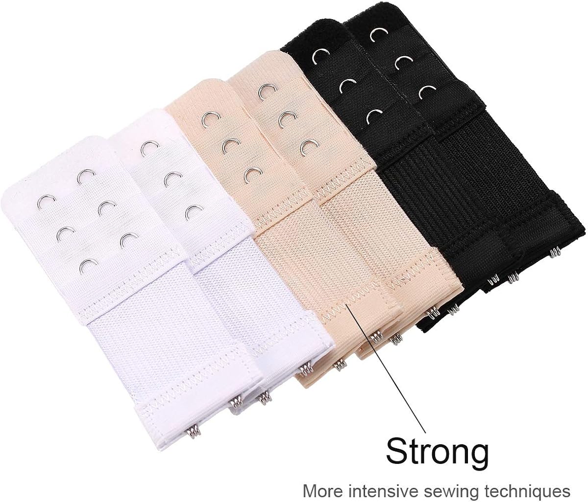 Akstore 6 Pieces Women's Soft Comfortable Elastic Bra Extenders Bra Extension Strap 2 Hook 3 Row Lady's Bra Extender Bra Band (Multicolors) at  Women’s Clothing store