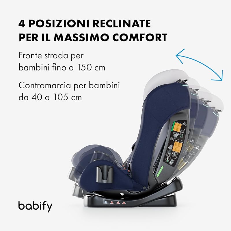 Seggiolino Auto, Seggiolone Auto per Bambini da 40 a 150 cm, Seduta Auto Bimbi 3 in 1 Regolabile e Reclinabile, Seggiolino Auto Portatile, Resistente, Sicuro, Seggiolino Neonati Confortevole