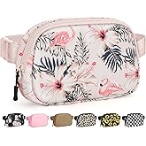 Pritent Fanny Packs for Women Cross Body Bag Waterproof Belt Bag with Adjustable Strap and Zipper Back Pocket Small Crossbody Bags Fashion Waist Packs for Workout Travelling(Flamingo Print)