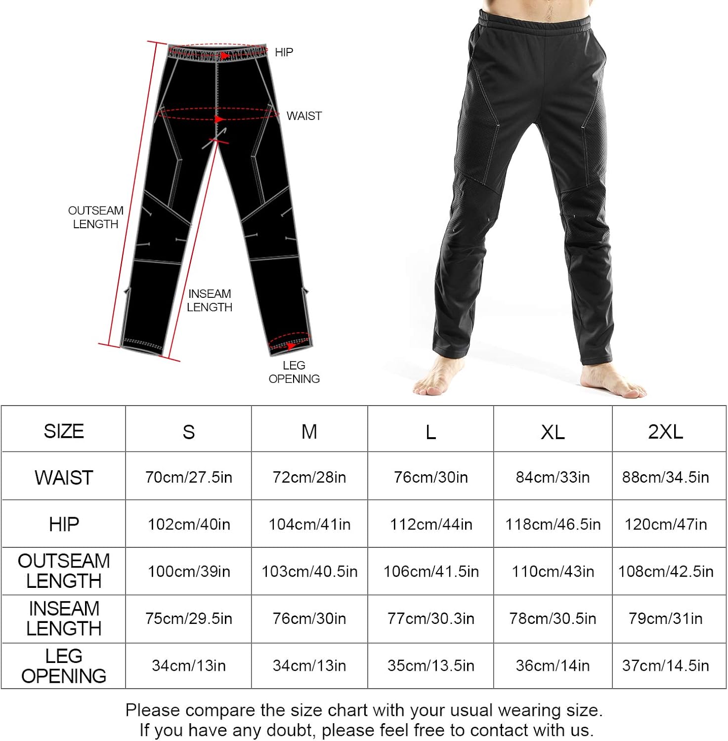 INBIKE Winter Fleece Windproof Thermal Pants for Cycling Running Hiking Outdoor Multi Sports : Clothing