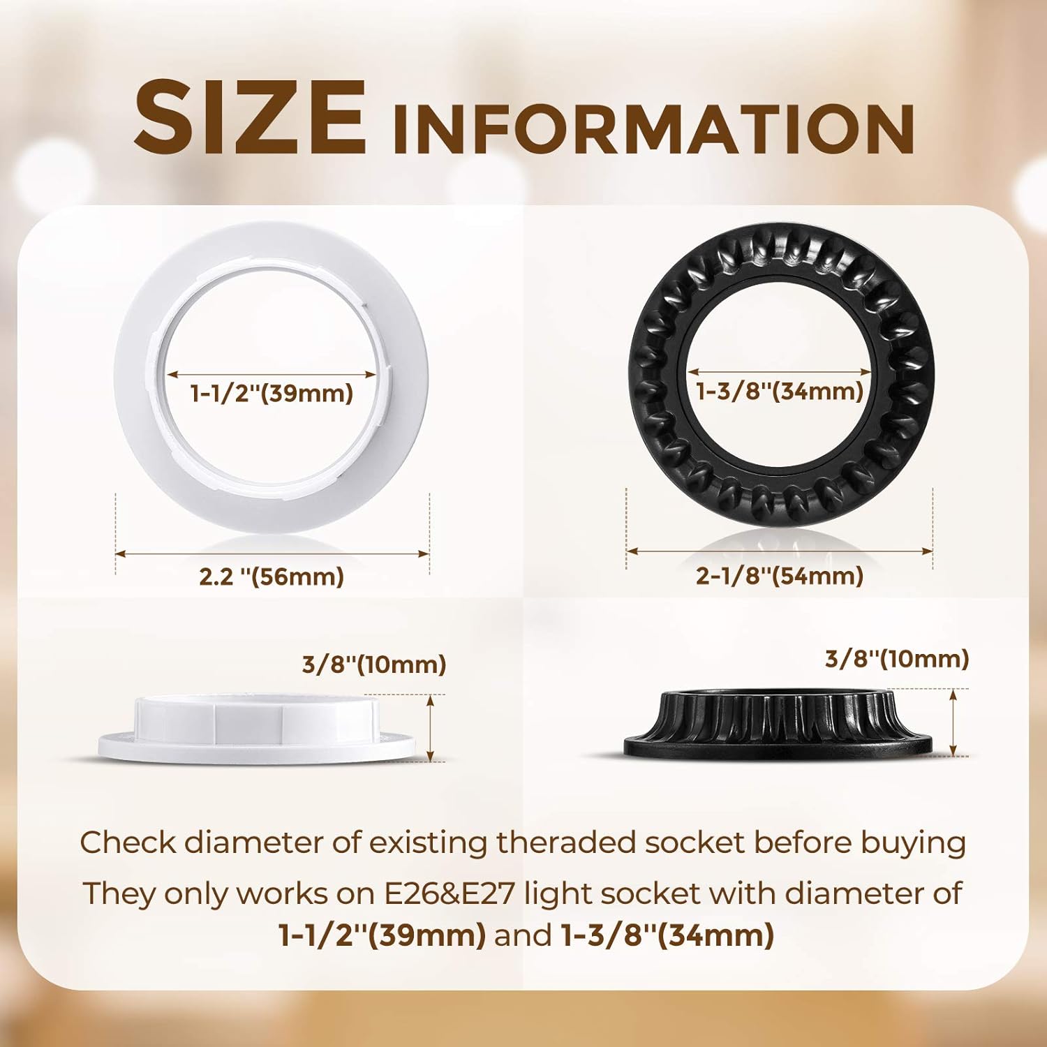 12 Pieces Light Socket Shade Rings Lamp Shade Collar Rings Lamp