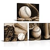 Saypeacher Baseball Wall Decor Sports Canvas Pictures Vintage Baseball Wall Art for Boys Room 12"x16"x3pcs