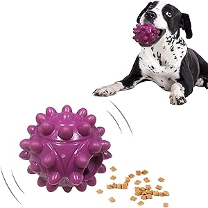 LIDLOK Puppy Teething Chew Toys Natural Rubber Dog Ball Toy Food Treat Feeder Toy Dispensing Dog Toys Tough Indestructible Dog Chew Toy for Small Medium Dogs Puppies