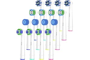 BETTERCHOI 16pcs Replacement Brush Heads Compatible with Oral B Electric Toothbrushes. Pack of 4 Precision Clean,4 Cross Clean,4 3D Whitening Clean and 4 Sensitive Clean.