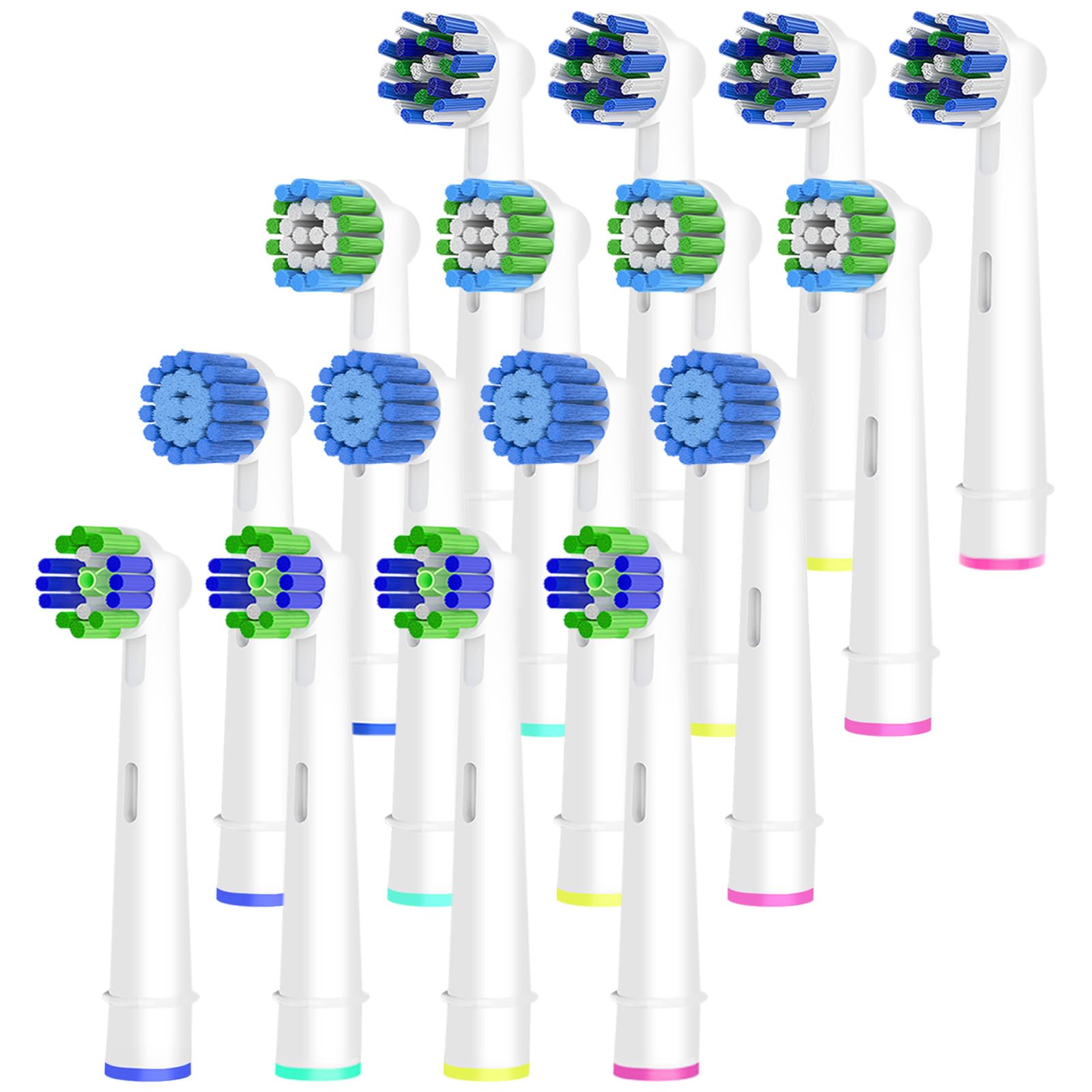 Photo 1 of 16pcs Replacement Brush Heads Compatible with Oral B Electric Toothbrushes. Pack of 4 Precision Clean,4 Cross Clean,4 3D Whitening Clean and 4 Sensitive Clean