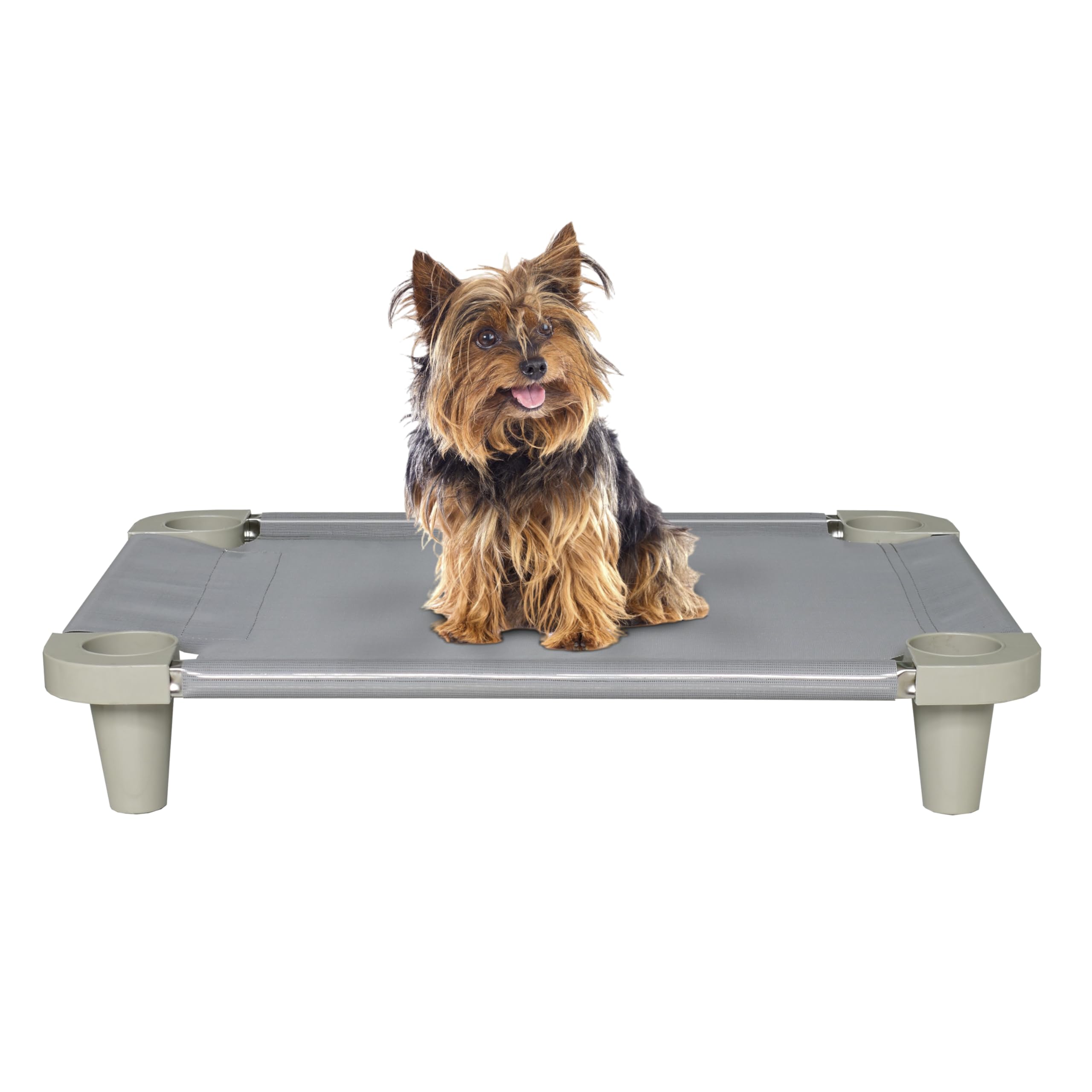 Acrimet Cooling Elevated Pet Dog Bed Cot for Small Dogs, Washable and Breathable Mesh Fabric, Stainless Steel Frame, Indoor & Outdoor Use, (Size: 66cm x 51cm x 11cm) (Gray Color) (1 Unit)