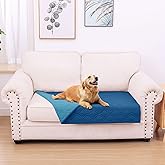 hyha Waterproof Dog Bed Blanket, Soft Pet Blankets, Waterproof Couch Cover for Dogs, Reversible Sofa Covers Washable for Furniture (30x53 Inch, Navy Blue/Blue)