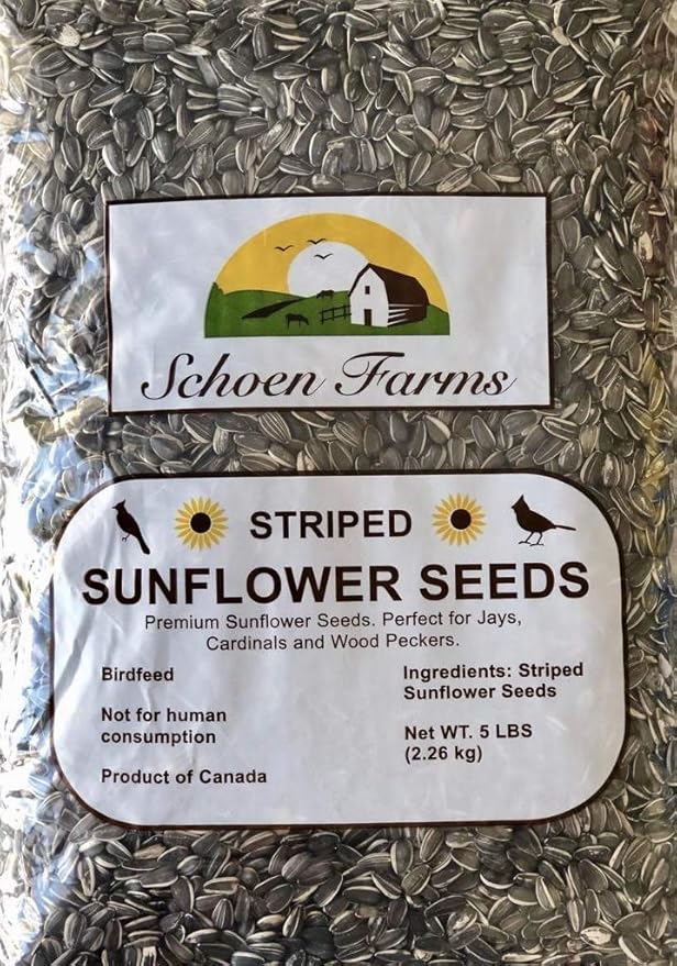 Schoen Farms Striped Sunflower Seeds for Birds, (5 Pound) Shelled