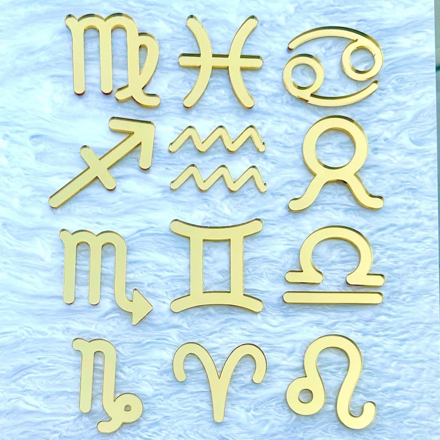 Photo 1 of 12PCS Aries Cake Toppers,Acrylic Gold Constellation Aries Cupcake Picks March April Birthday Cake Decorations for Horoscope Astrology Birthday Party Cake Decorations Supplies