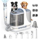 oneisall Dog Grooming Vacuum Kits with Pet Clipper | Extra Large 3L Dust Cup,13KPa 3 Suction,Clipper,Nail Grinder &amp; Shedding Brush 7 in 1 Grooming Kits,Low Noise,BM3