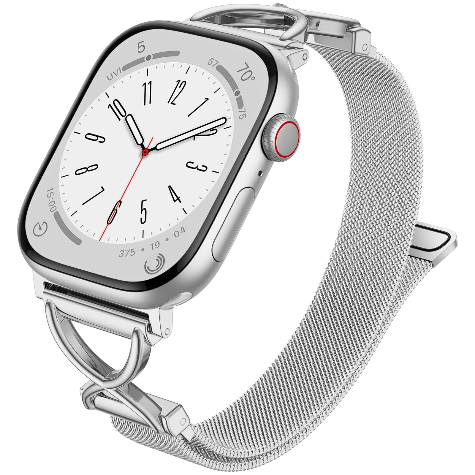 Dirrelo Stainless Steel Band Compatible with iWatch Bands Women 40mm 41mm 42mm 38mm 44mm 45mm,Slim Mesh Metal Clasp Replacement Strap for Apple Watch Series 11 Band 10 9 8 7 6 5 4 2 SE 3 Ultra,Silver