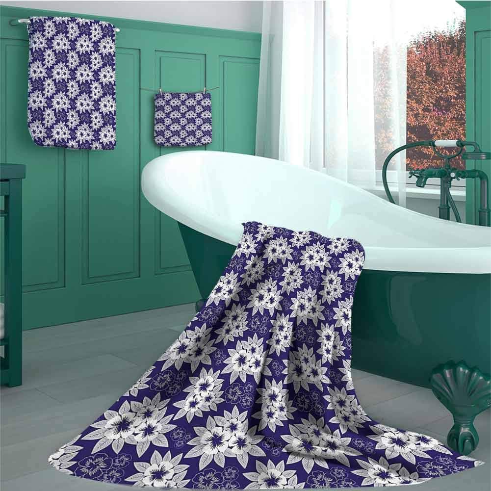 Navy Blue Decor Hand Towels Soft Thin Bath Towel Set