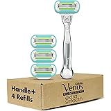Gillette Venus Platinum Extra Smooth Metal Handle Women's Razor, Handle + 4 Blade Refills
