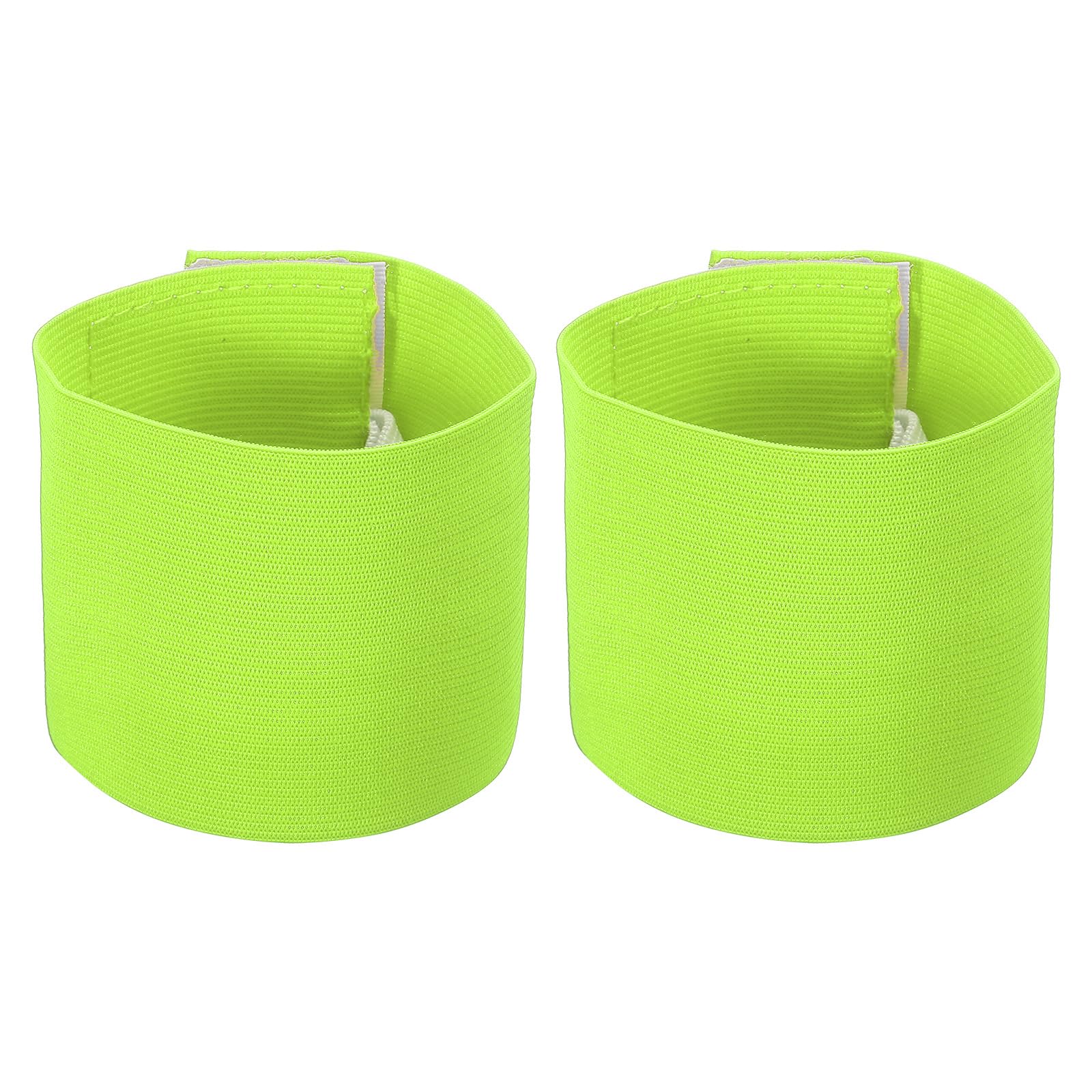 PATIKIL 9.4x2.5 Soccer Captain C Armband, 2 Pack Nylon Unisex Elastic Arm Band Adjustable for Youth Adult Team Training, Bright Green