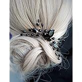 Chargances Bridal Black Crystal Teardrop Hair Comb Wedding Rhinestone Hair Side Combs Vintage Headpiece Bridesmaids Hair Accessories for Women