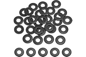 MECCANIXITY 40 Pcs M6 ID x 16 mm OD Flat Washers, 304 Stainless Steel Metal Washers Black Zinc Sealing Crush Rings for Screws