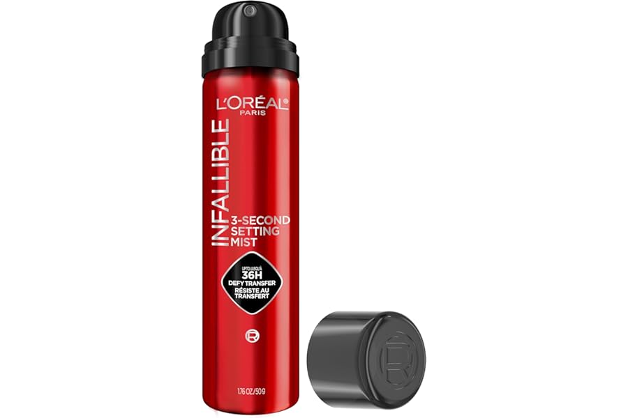 L’Oreal Paris Infallible 3-Second Setting Spray Mist, Microfine Mist for up to 36HR Wear, Clear, 1.76 oz