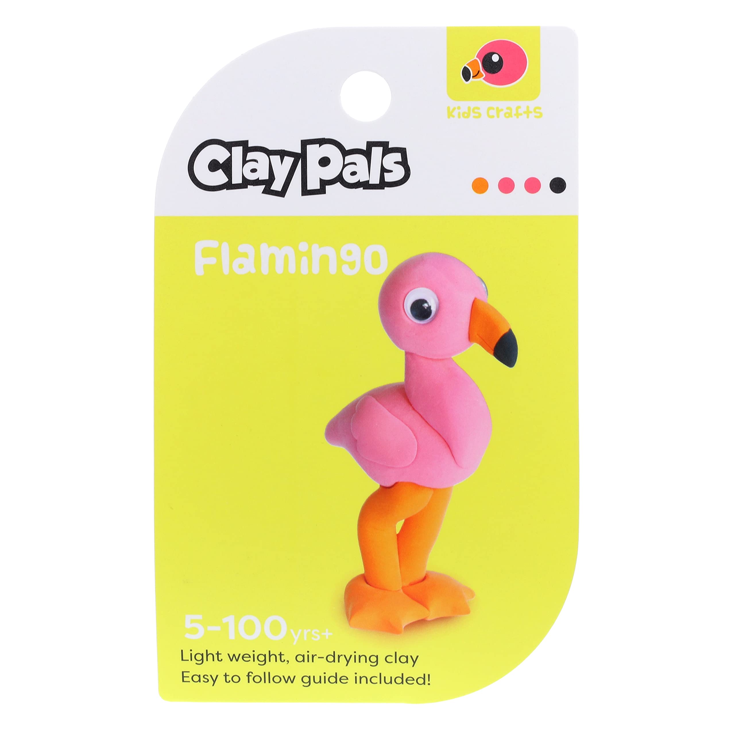 Clay Pals Flamingo - Easy Sculpt Fun Fast Air Drying Non Toxic Quick Dry Ultra Light Creative Clay Art and Craft Modelling Set for Kids