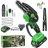 Mini Chainsaw Cordless 6 Inch With 1 Batterie three chains Portable Small Electric Pruning saw for Wood Cutting,Tree Trimming, Garden & Household Use Stocking Stuffers Gift for Men Dad Husband