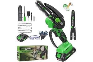 TEEANEES Mini Chainsaw Cordless, 6-Inch Small Electric Chainsaw with 21V Battery & 3 Chains, Hand Held Chain Saw Battery Powered for Wood Cutting & Tree Trimming, Ideal Gardening Gift for Men Dad.