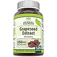 Herbal Secrets Grapeseed Extract Supplement | 250 Mg per Serving | 120 Veggie Capsules | Non-GMO | Gluten-Free | Made in USA