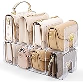 AMZABBY 2 Pack Acrylic Purse Organizer for Closet, 8-Slot Bag & Purse Organizer, No Assembly, Clear Handbag Storage Shelf .for Shelf Divider Handbags, Clothes, Sweater