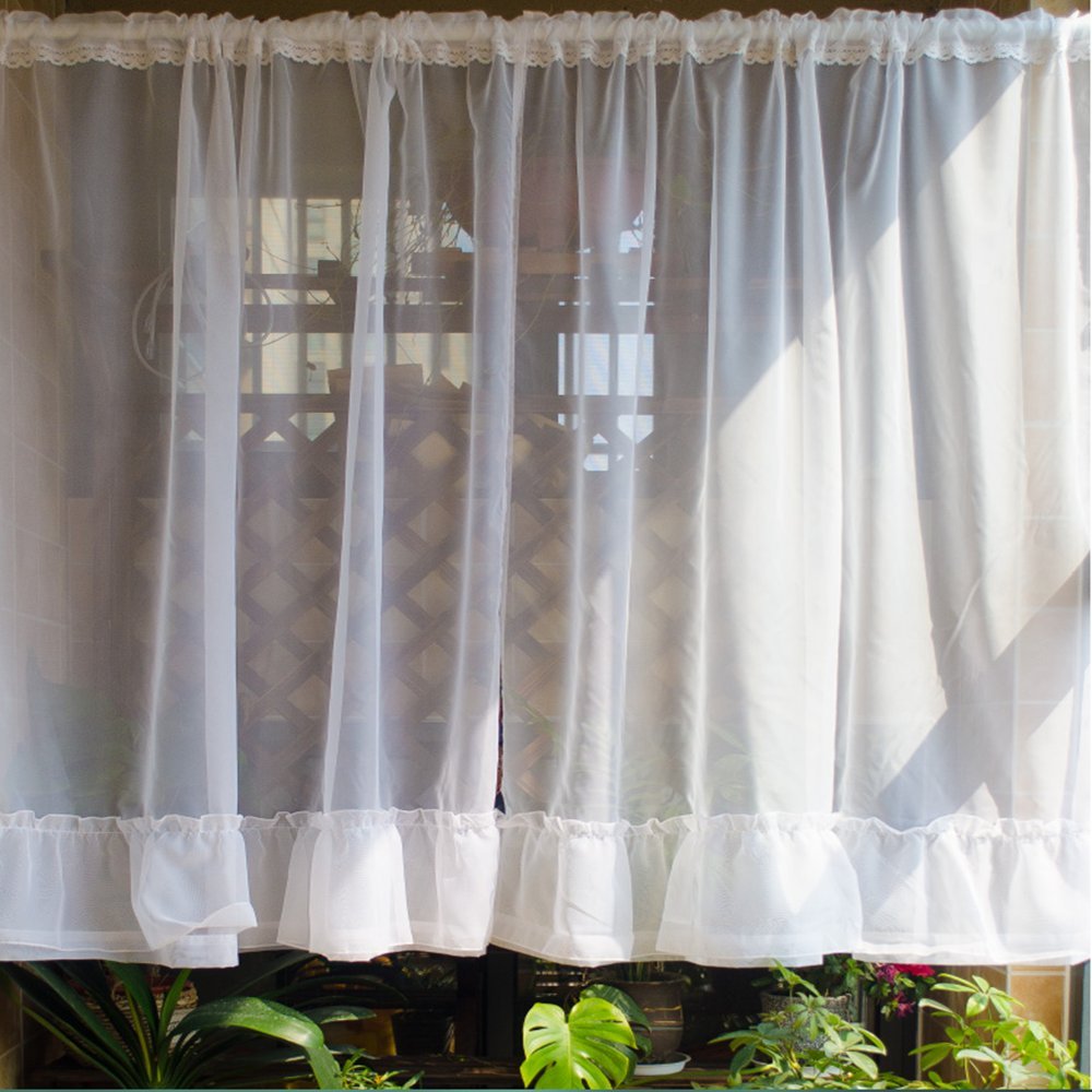 Amazon Com Abreeze Sheer Kitchen Curtains With Flounce Voile