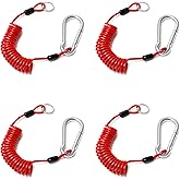 QWORK 4 Pack 6 Ft Trailer Brake Safety Cable Spring Towing Coiled Wire with Clip, Stainless Steel Spring Towing Coiled Wire for RV Trailer Emergency
