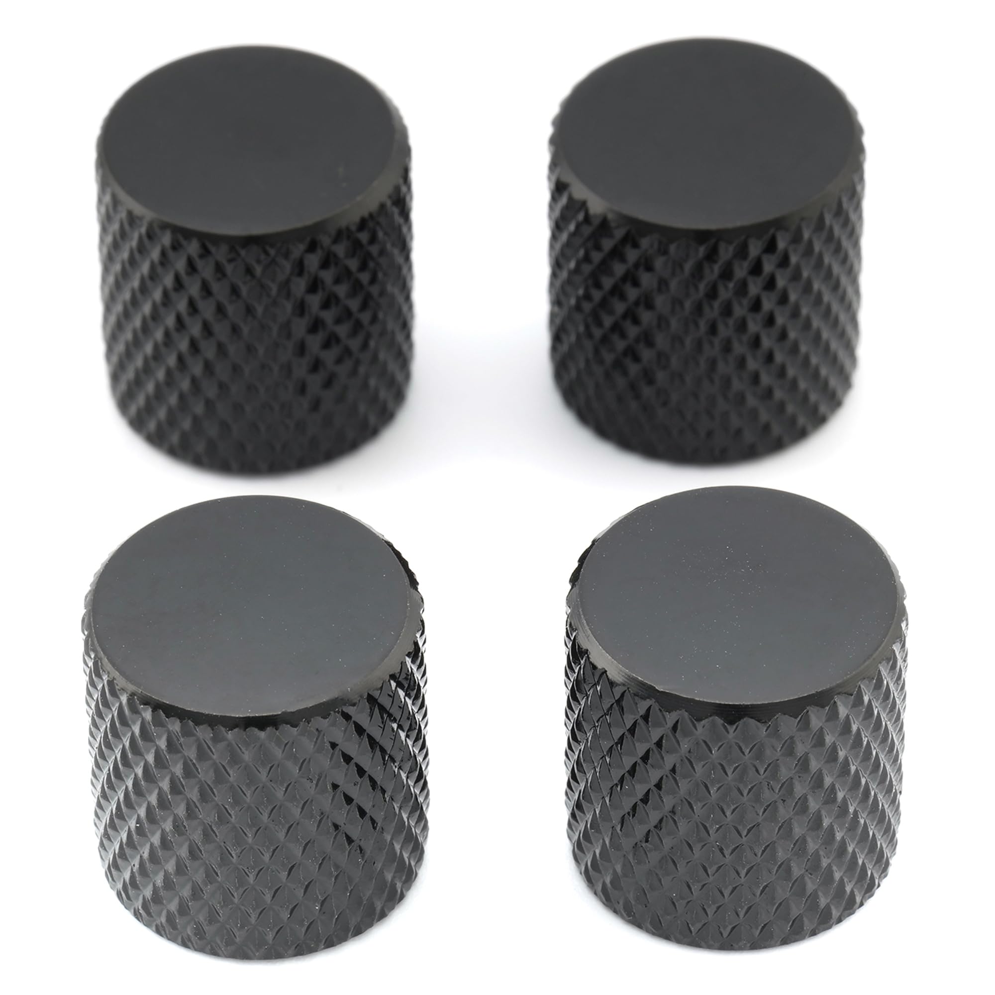 Musiclily Metric 6mm Metal Guitar Flat Top Dome Knobs Volume Tone Control Knobs for Fender Telecaster Tele Electric Guitar Precision Bass, Black(4 Pcs)