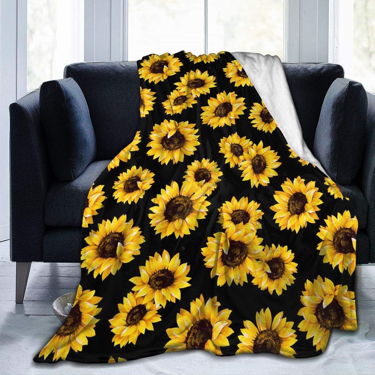 Hangdachang - Manta de forro polar, diseño de girasol, de franela de