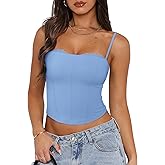 PINKMSTYLE Womens Bustier Corset Tops Spaghetti Strap Camisole Tank Tops Y2K Date Night Going Out Outfits